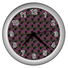 Black Rose Mauve Wall Clock (silver) by snowwhitegirl