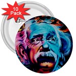 Albert Einstein Retro wall graffiti blue pink orange modern urban art grunge 3  Buttons (10 pack)  Front