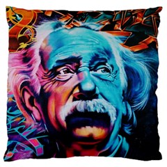 Albert Einstein Retro Wall Graffiti Blue Pink Orange Modern Urban Art Grunge Large Cushion Case (one Side) by snek