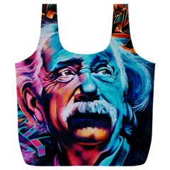 Albert Einstein Retro Wall Graffiti Blue Pink Orange Modern Urban Art Grunge Full Print Recycle Bag (xxl) by snek