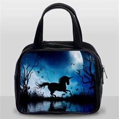 Wonderful Unicorn Silhouette In The Night Classic Handbag (two Sides) by FantasyWorld7