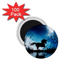 Wonderful Unicorn Silhouette In The Night 1 75  Magnets (100 Pack)  by FantasyWorld7