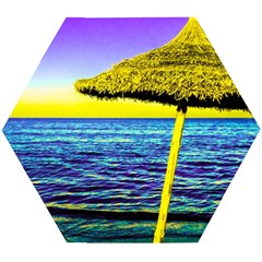 Pop Art Beach Umbrella  Wooden Puzzle Hexagon by essentialimage