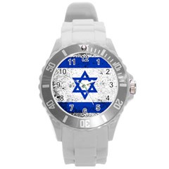 Grunge Flag Of Israel Round Plastic Sport Watch (l) by trulycreative