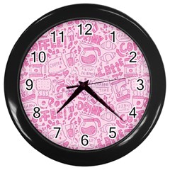 Coffee Pink Wall Clock (black) by Amoreluxe