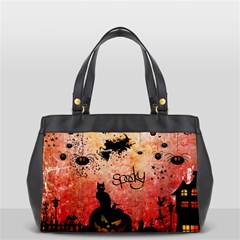 Funny Halloween Design, Cat, Pumpkin And Witch Oversize Office Handbag (2 Sides) by FantasyWorld7