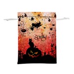 Funny Halloween Design, Cat, Pumpkin And Witch Lightweight Drawstring Pouch (M) Front