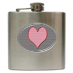 Heart Stripes Symbol Striped Hip Flask (6 Oz) by HermanTelo