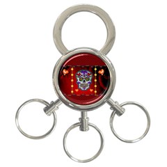 Awesome Sugar Skull With Hearts 3-ring Key Chain by FantasyWorld7