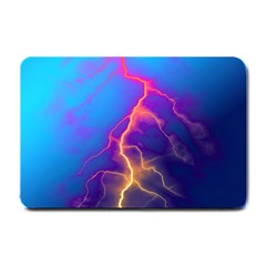 Blue Lightning Colorful Digital Art Small Doormat  by picsaspassion