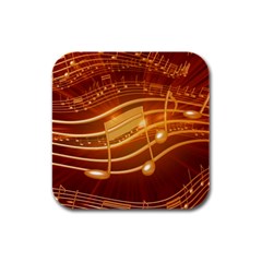 Music Notes Sound Musical Love Rubber Square Coaster (4 Pack)  by HermanTelo