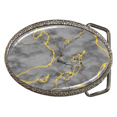 Marble Neon Retro Light Gray With Gold Yellow Veins Texture Floor Background Retro Neon 80s Style Neon Colors Print Luxuous Real Marble Belt Buckles by genx