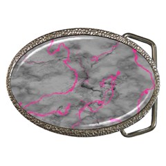 Marble Light Gray With Bright Magenta Pink Veins Texture Floor Background Retro Neon 80s Style Neon Colors Print Luxuous Real Marble Belt Buckles by genx