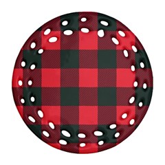 Canadian Lumberjack Red And Black Plaid Canada Round Filigree Ornament (two Sides) by snek