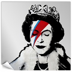 Banksy Graffiti Uk England God Save The Queen Elisabeth With David Bowie Rockband Face Makeup Ziggy Stardust Canvas 12  X 12  by snek