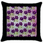 Purple Flower Throw Pillow Case (Black) Front