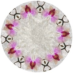 Orchidées Fleurs Abstrait Wooden Puzzle Round by kcreatif