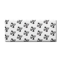 French France Fleur De Lys Metal Pattern Black And White Antique Vintage Hand Towel by Quebec