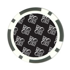 French France Fleur De Lys Metal Pattern Black And White Antique Vintage Black Rocker Poker Chip Card Guard (10 Pack) by Quebec