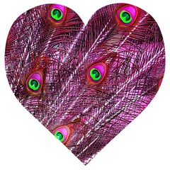 Peacock Feathers Color Plumage Wooden Puzzle Heart by Sapixe