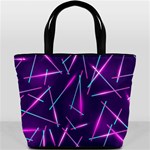 Retrowave Aesthetic vaporwave retro memphis pattern 80s design geometric shapes futurist purple pink blue neon light Bucket Bag Back