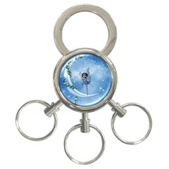 Little Fairy Dancing On The Moon 3-ring Key Chain by FantasyWorld7