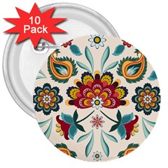 Baatik Print  3  Buttons (10 Pack)  by designsbymallika