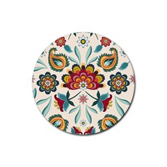 Baatik Print  Rubber Coaster (round)  by designsbymallika