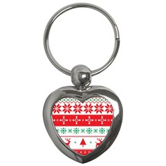 Ugly Christmas Sweater Pattern Key Chain (heart) by Sobalvarro