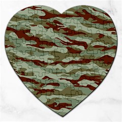 Brown And Green Camo Jigsaw Puzzle (heart) by McCallaCoultureArmyShop