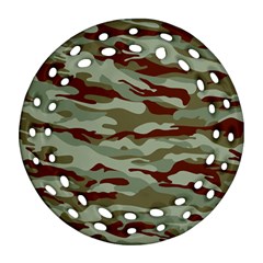 Brown And Green Camo Round Filigree Ornament (two Sides) by McCallaCoultureArmyShop