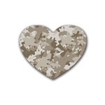 Tan Army Camouflage Rubber Coaster (Heart)  Front