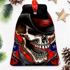 Confederate Flag Usa America United States Csa Civil War Rebel Dixie Military Poster Skull Bell Ornament (two Sides) by Sapixe