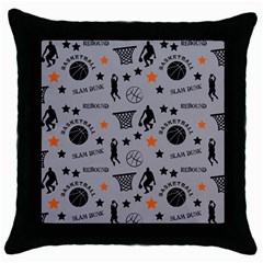 Slam Dunk Basketball Gray Throw Pillow Case (black) by mccallacoulturesports