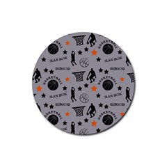 Slam Dunk Basketball Gray Rubber Coaster (round)  by mccallacoulturesports