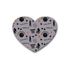 Slam Dunk Basketball Gray Rubber Coaster (heart)  by mccallacoulturesports