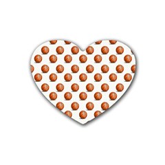 Orange Basketballs Rubber Coaster (heart)  by mccallacoulturesports