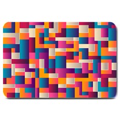 Abstract Geometry Blocks Large Doormat  by Bajindul