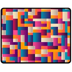 Abstract Geometry Blocks Double Sided Fleece Blanket (medium)  by Bajindul