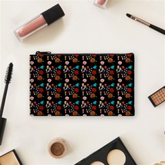 Retro Girls Dress In Black Pattern Black Cosmetic Bag (small) by snowwhitegirl