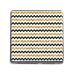 Black And Gold Glitters Zigzag Retro Pattern Golden Metallic Texture Memory Card Reader (square 5 Slot) by genx