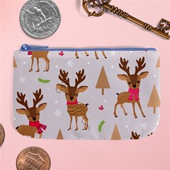 Christmas Seamless Pattern With Reindeer Large Coin Purse by Vaneshart