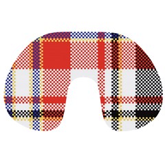 Plaid Mosaic Pixel Seamless Pattern Travel Neck Pillow by Wegoenart