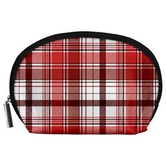 Red Abstract Check Textile Seamless Pattern Accessory Pouch (large) by Wegoenart