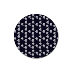 White Rose In Blue Rubber Coaster (round)  by snowwhitegirl