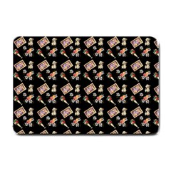 Robin Art Black Pattern Small Doormat  by snowwhitegirl