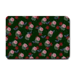 Dark Floral Butterfly Green Small Doormat  by snowwhitegirl