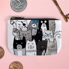 Cute Cat Hand Drawn Cartoon Style Mini Coin Purse by Vaneshart