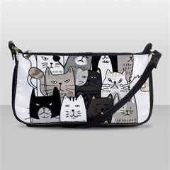 Cute Cat Hand Drawn Cartoon Style Shoulder Clutch Bag by Vaneshart