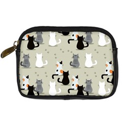 Cute Cat Seamless Pattern Digital Camera Leather Case by Vaneshart